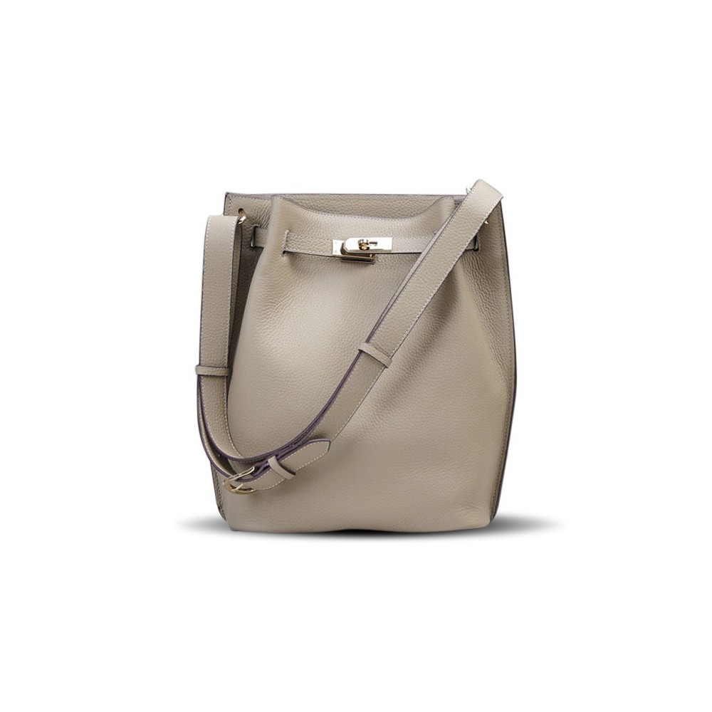 Rosaire « Hortense » Bucket Bag made of Genuine Cowhide Leather in Grey Color 76192