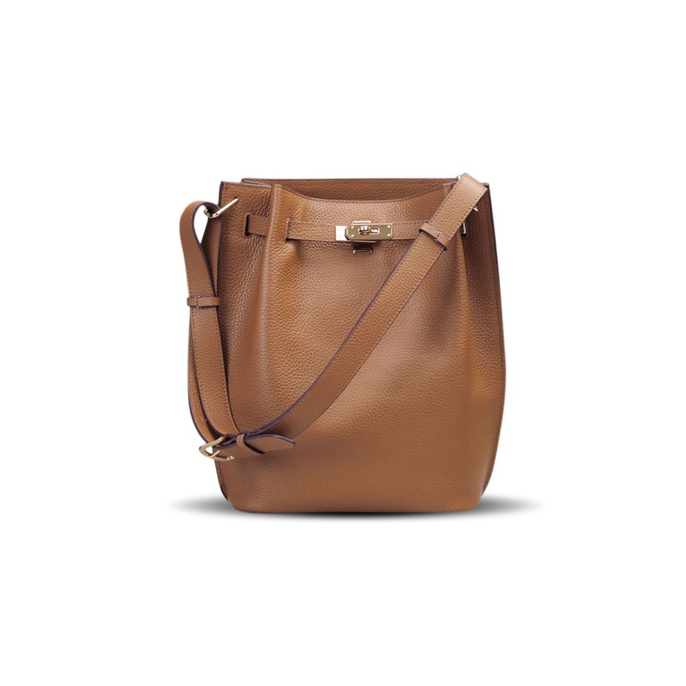 Rosaire « Hortense » Bucket Bag made of Genuine Cowhide Leather in Khaki Color 76192