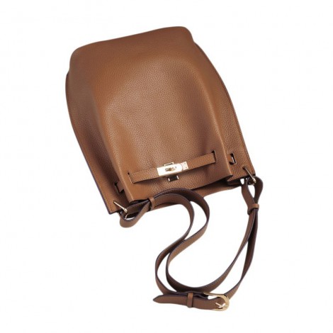 Rosaire « Hortense » Bucket Bag made of Genuine Cowhide Leather in Khaki Color 76192