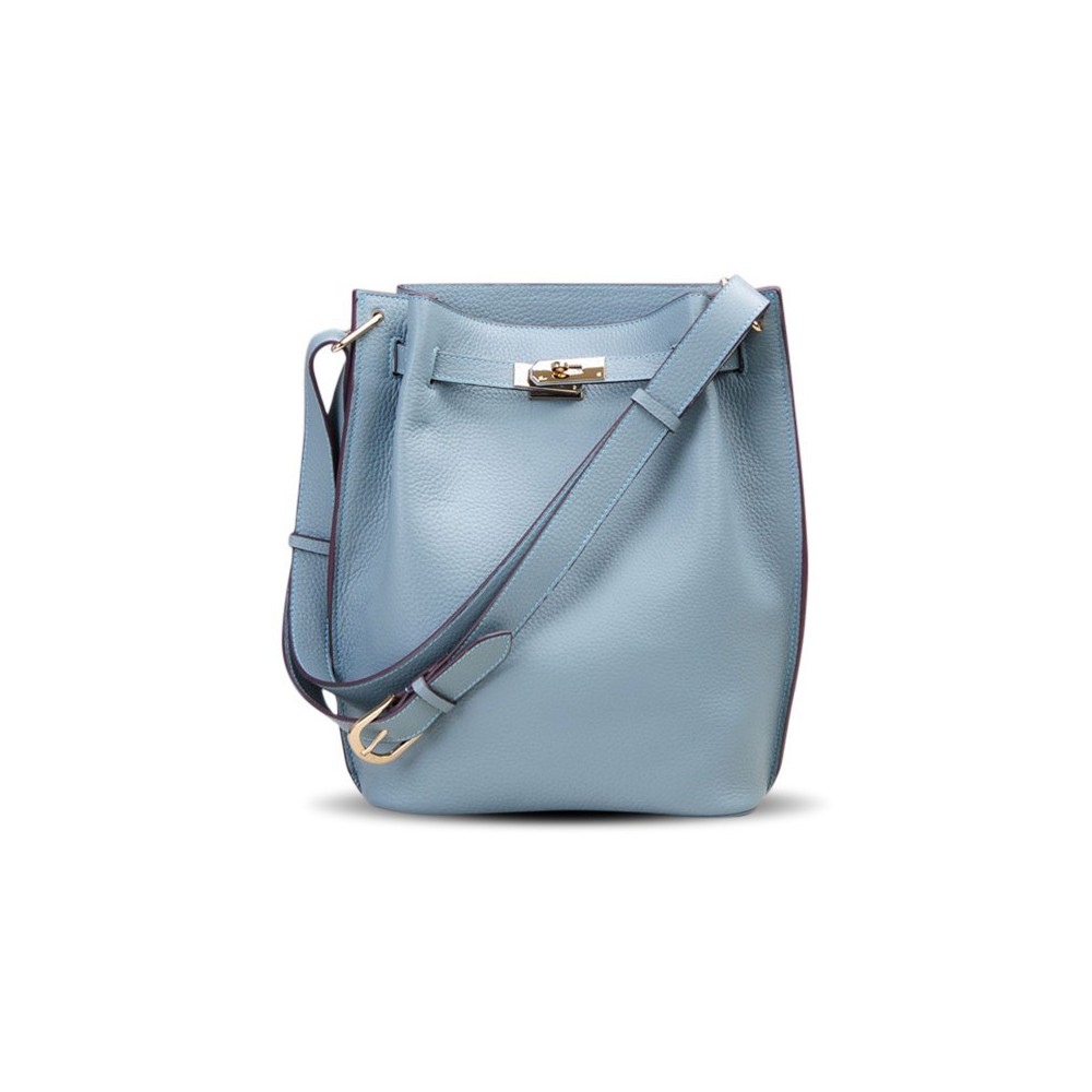 Rosaire « Hortense » Bucket Bag made of Genuine Cowhide Leather in Blue Sky Color 76192