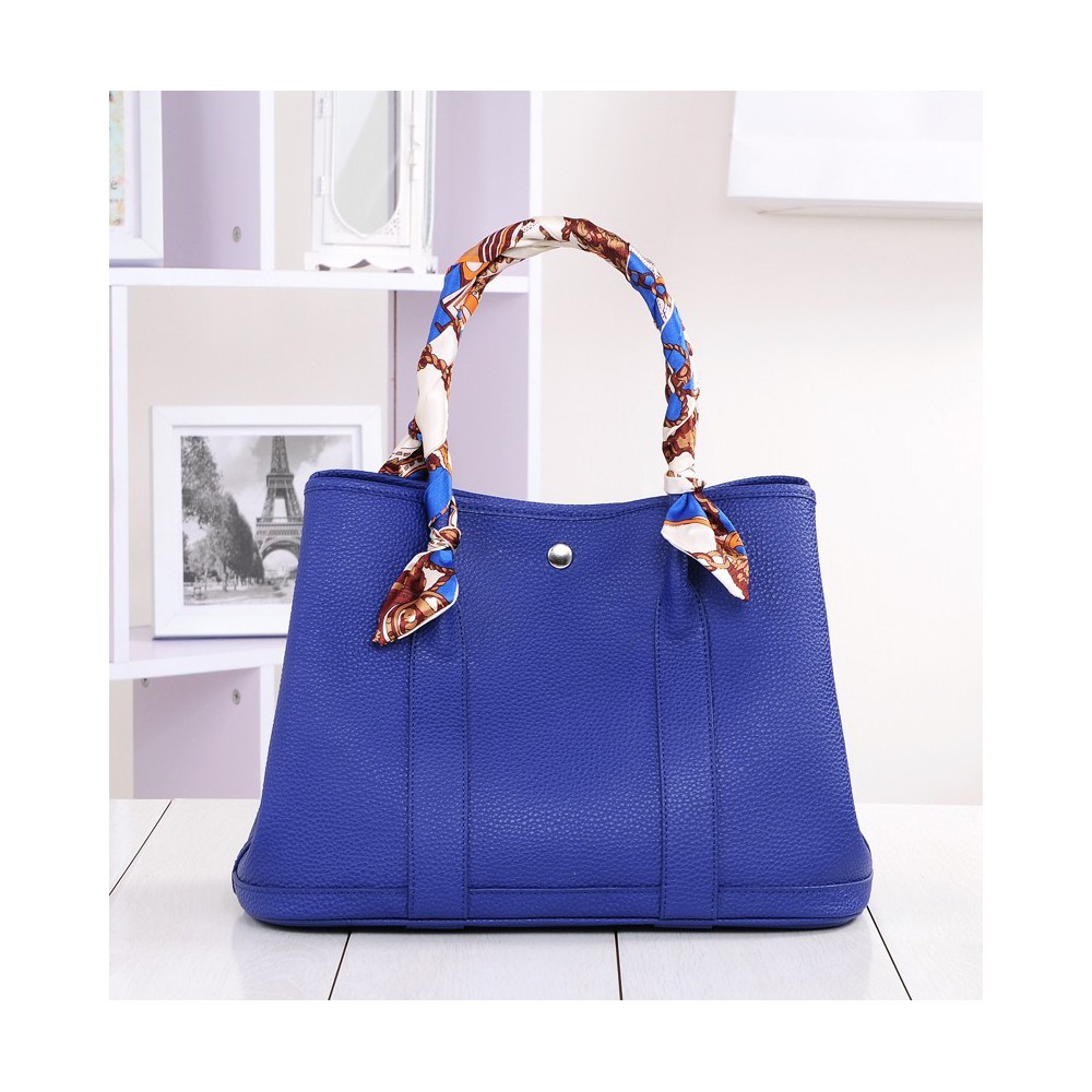 Rosaire « Jacinthe » Luxury Designer Inspired Tote Bag made of Cowhide Leather in Sapphire Blue Color 76197