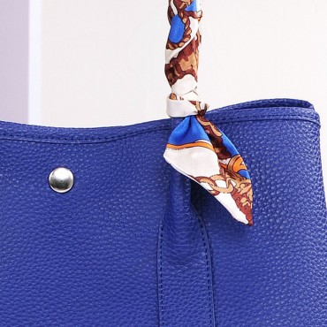 Rosaire « Jacinthe » Luxury Designer Inspired Tote Bag made of Cowhide Leather in Sapphire Blue Color 76197
