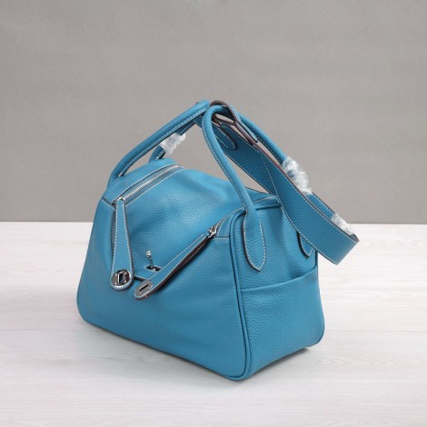 Rosaire « Ernestine » Top Handle Bag Cowhide Leather Azure Blue / Silver 76198