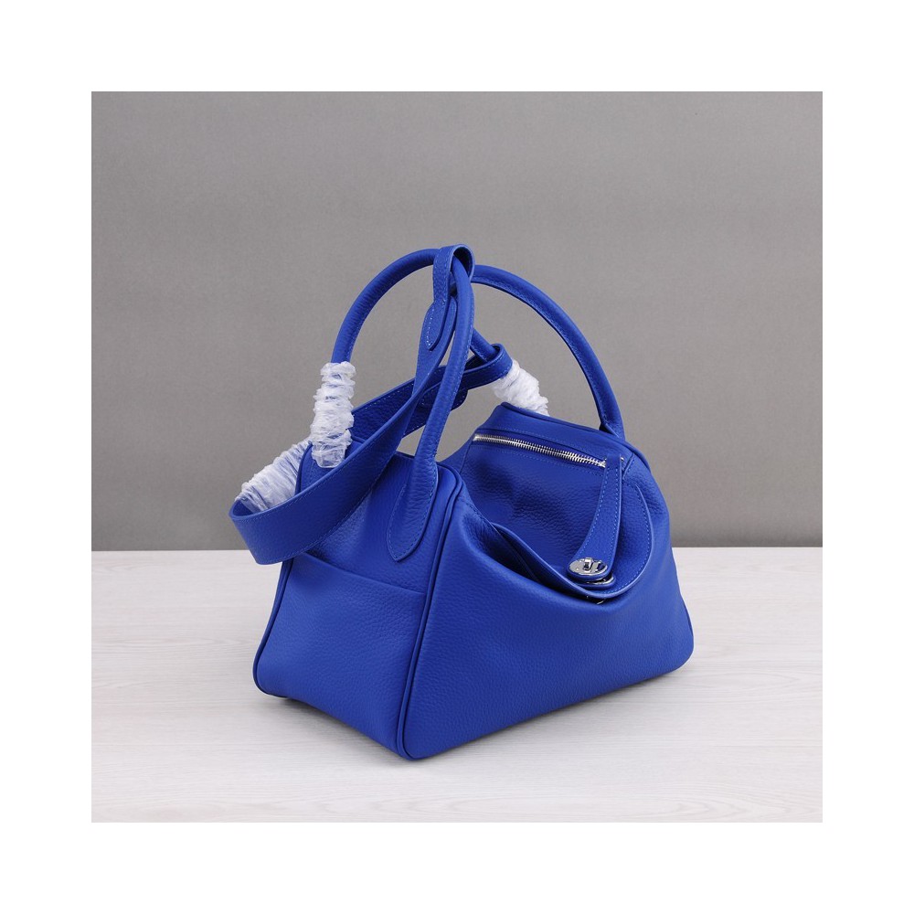 Rosaire « Ernestine » Top Handle Bag Cowhide Leather Electric Blue / Silver 76198