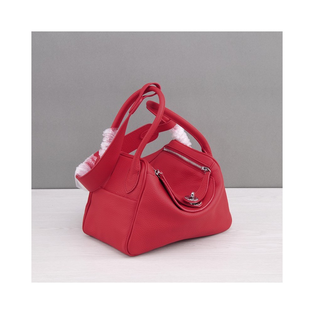 Rosaire « Ernestine » Top Handle Bag Cowhide Leather Red / Silver 76198 Rosaire « Ernestine » Top Handle Bag Cowhide Leather Red / Silver 76198