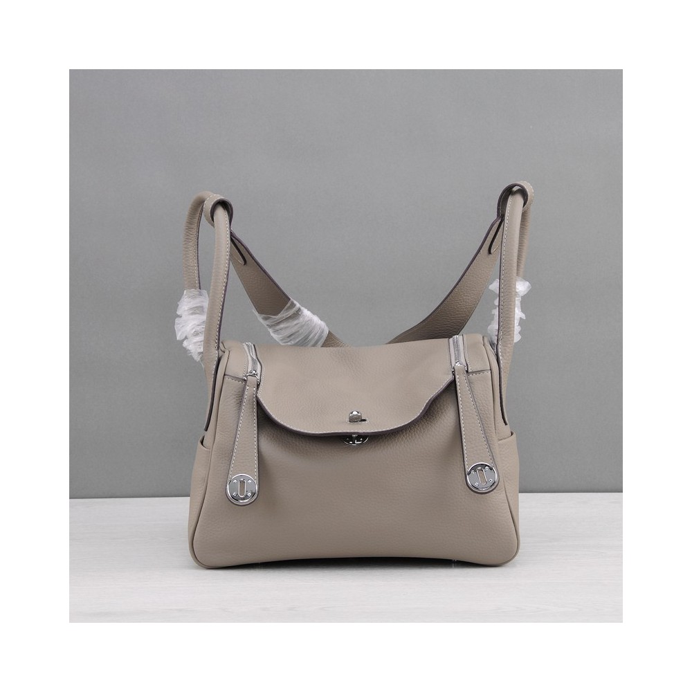 Rosaire « Ernestine » Top Handle Bag Cowhide Leather Elephant Gray / Silver 76198