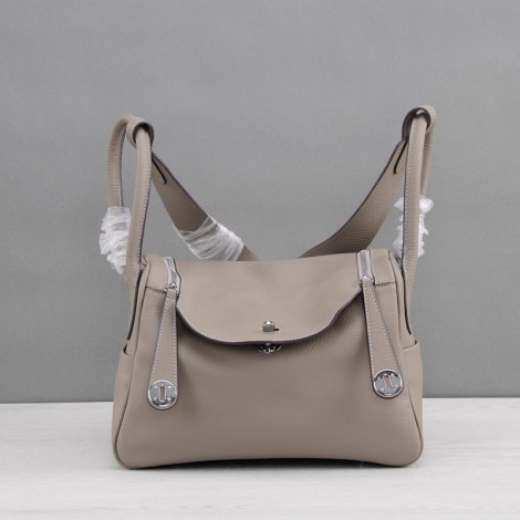 Rosaire « Ernestine » Top Handle Bag Cowhide Leather Elephant Gray / Silver 76198