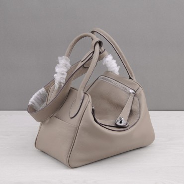Rosaire « Ernestine » Top Handle Bag Cowhide Leather Elephant Gray / Silver 76198