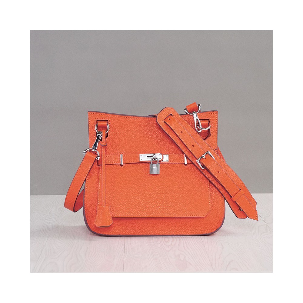 Rosaire « Olivia » Messenger Cross Body Cowhide Leather Bag with Strap Closure in Orange Color 76200