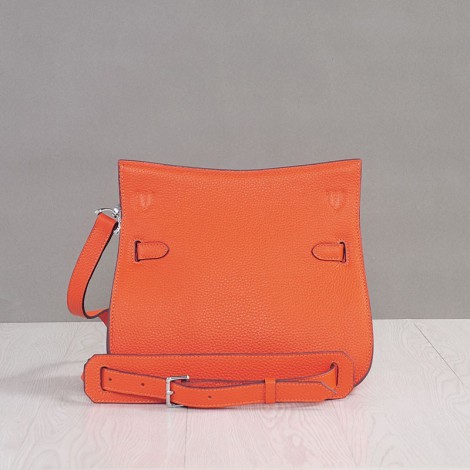 Rosaire « Olivia » Messenger Cross Body Cowhide Leather Bag with Strap Closure in Orange Color 76200