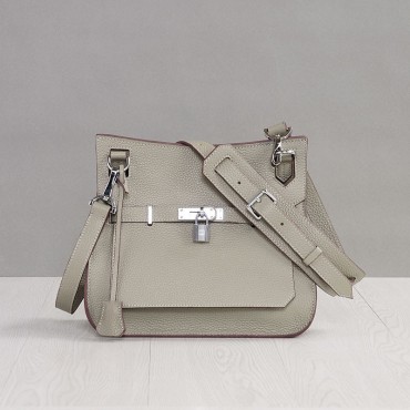 Rosaire « Olivia » Messenger Cross Body Cowhide Leather Bag with Strap Closure in Elephant Gray Color 76200