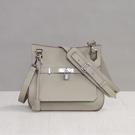 Rosaire « Olivia » Messenger Cross Body Cowhide Leather Bag with Strap Closure in Elephant Gray Color 76200