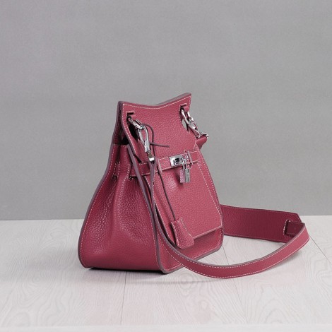 Rosaire « Olivia » Messenger Cross Body Cowhide Leather Bag with Strap Closure in Wine Color 76200