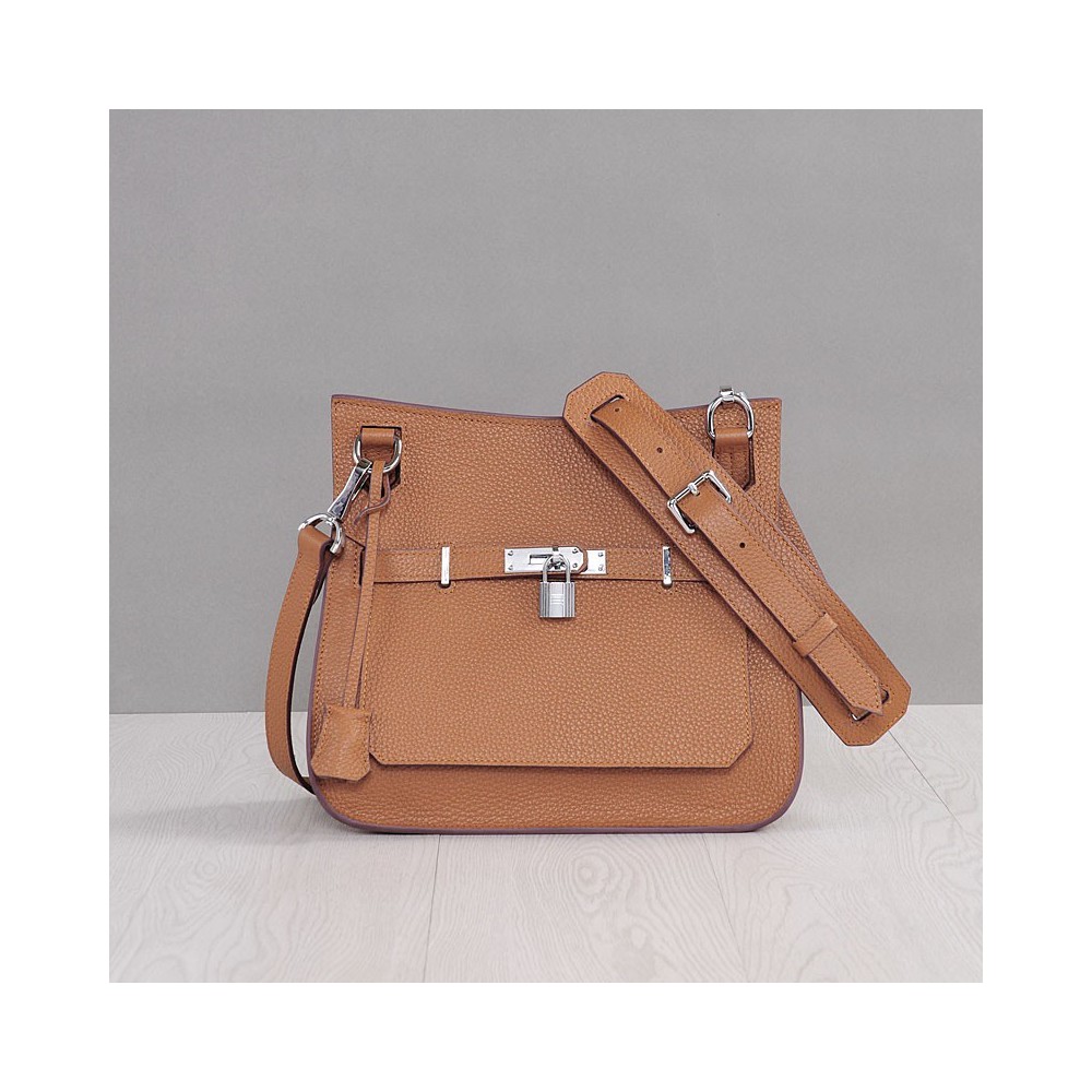 Rosaire « Olivia » Messenger Cross Body Cowhide Leather Bag with Strap Closure in Brown Color 76200