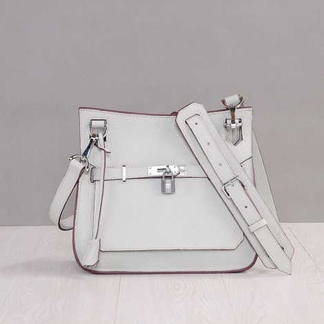 Rosaire « Olivia » Messenger Cross Body Cowhide Leather Bag with Strap Closure in Pearl Color 76200