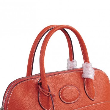 Rosaire « Abigaelle » Top Handle Bag Made of Cowhide Leather in Orange Color 76199