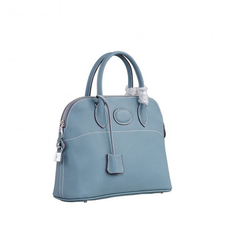 Rosaire « Abigaelle » Top Handle Bag Made of Cowhide Leather in Light Blue Color 76199