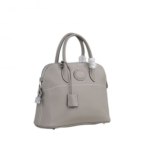 Rosaire « Abigaelle » Top Handle Bag Made of Cowhide Leather in Light Gray Color 76199