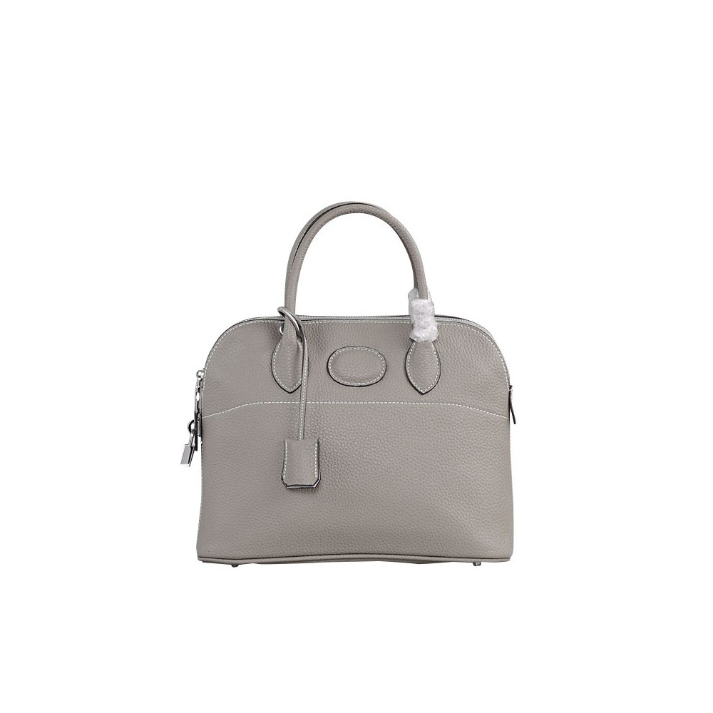Rosaire « Abigaelle » Top Handle Bag Made of Cowhide Leather in Light Gray Color 76199