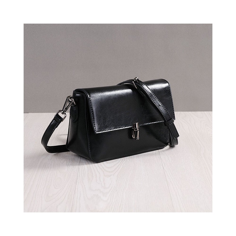Rosaire Genuine Leather Handbag Black 76203
