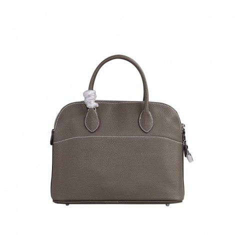 Rosaire « Abigaelle » Top Handle Bag Made of Cowhide Leather in Dark Gray Color 76199