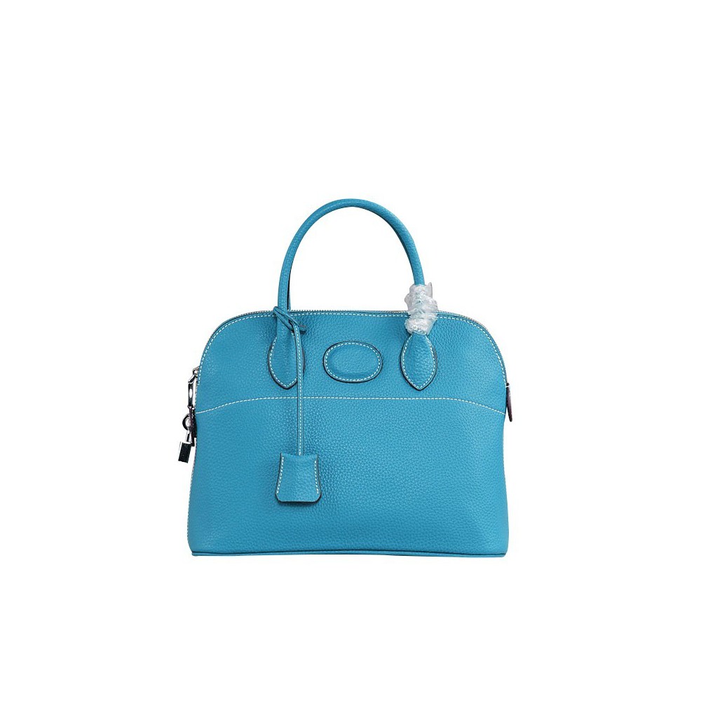 Rosaire « Abigaelle » Top Handle Bag Made of Cowhide Leather in Azure Blue Color 76199