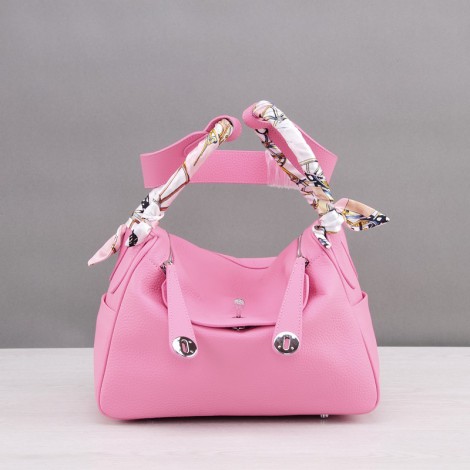 Rosaire « Ernestine » Top Handle Bag Cowhide Leather Pink / Silver 76198