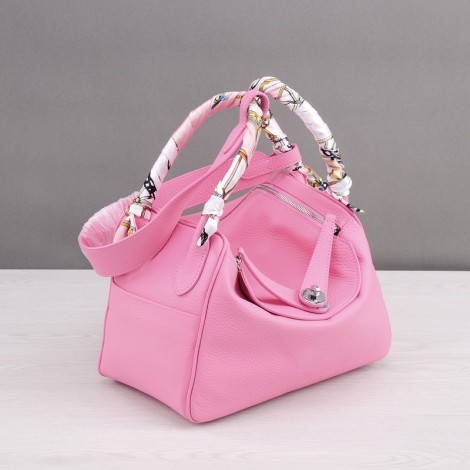 Rosaire « Ernestine » Top Handle Bag Cowhide Leather Pink / Silver 76198