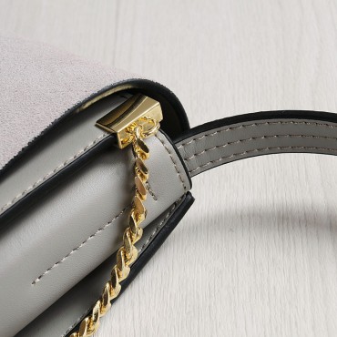 Rosaire Genuine Leather Handbag Light Grey 76205