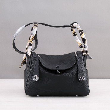 Rosaire « Ernestine » Top Handle Bag Cowhide Leather Black / Silver 76198