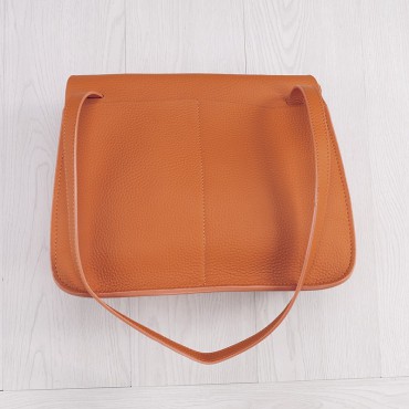 Rosaire « Fer à Cheval » Cowhide Leather Handbag in Orange Color 76204