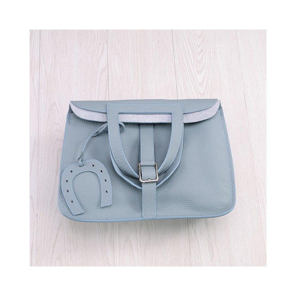 Rosaire « Fer à Cheval » Cowhide Leather Handbag in Light Blue Color 76204