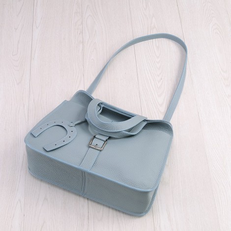 Rosaire « Fer à Cheval » Cowhide Leather Handbag in Light Blue Color 76204
