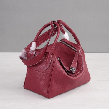 Rosaire « Ernestine » Top Handle Bag Cowhide Leather Red / Silver 76198