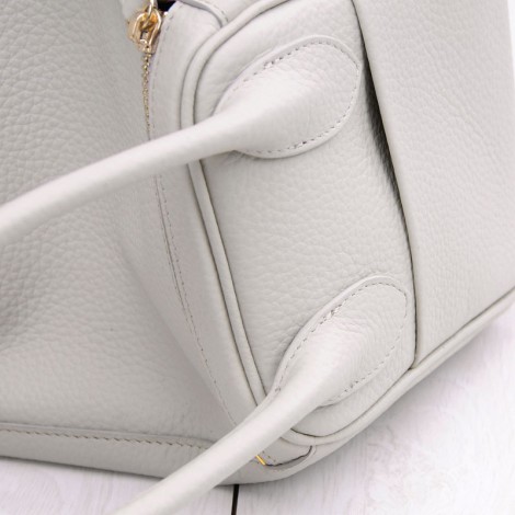 Rosaire « Ernestine » Top Handle Bag Cowhide Leather Pearl Gray / Gold 76198