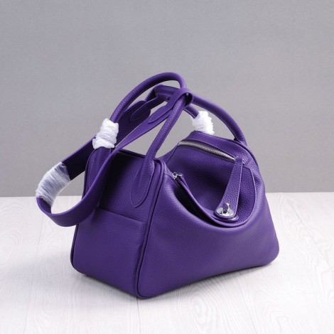 Rosaire « Ernestine » Top Handle Bag Cowhide Leather Purple / Silver 76198