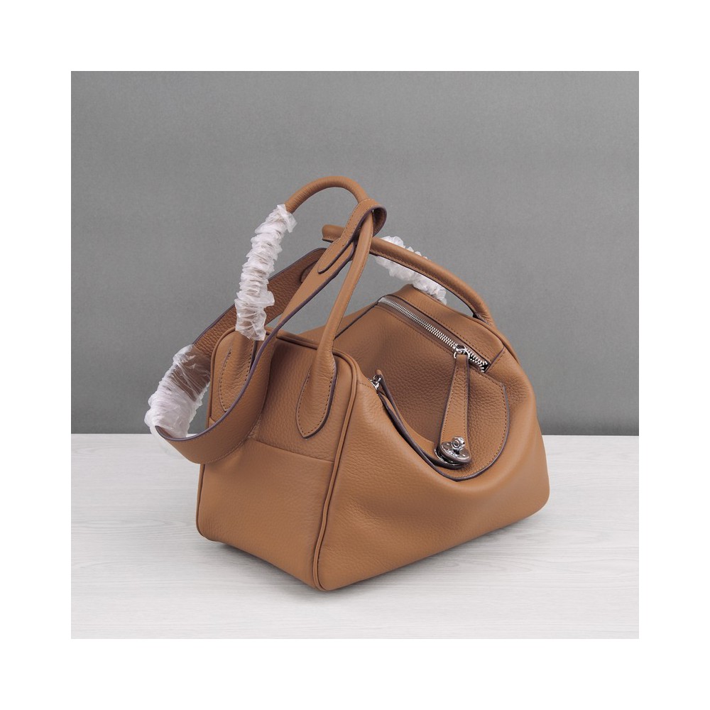 Rosaire « Ernestine » Top Handle Bag Cowhide Leather Brown / Silver 76198