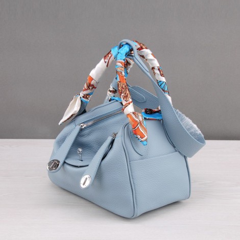 Rosaire « Ernestine » Top Handle Bag Cowhide Leather Light Blue / Silver 76198