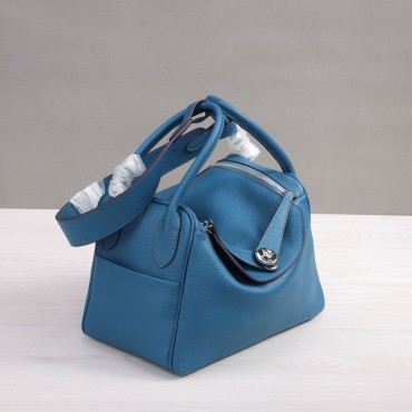 Rosaire « Ernestine » Top Handle Bag Cowhide Leather Blue / Silver 76198
