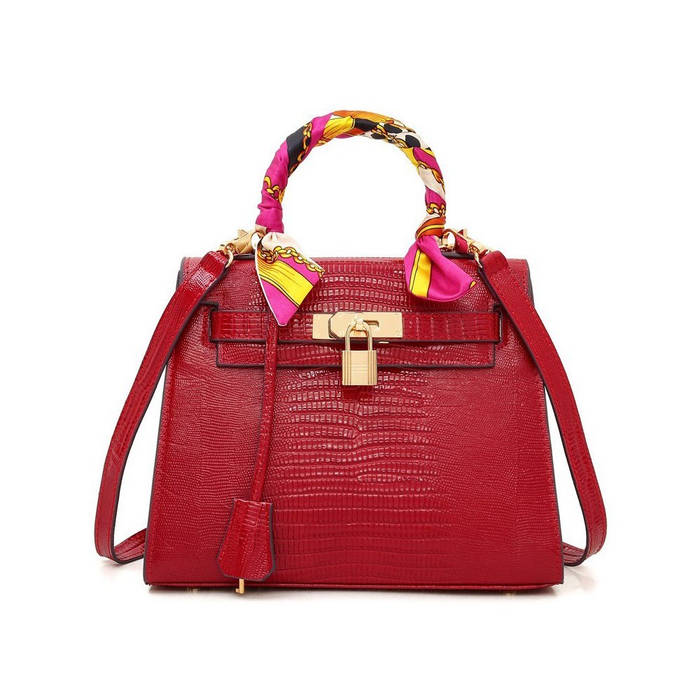 Genuine Leather Satchel Bag Red 75164