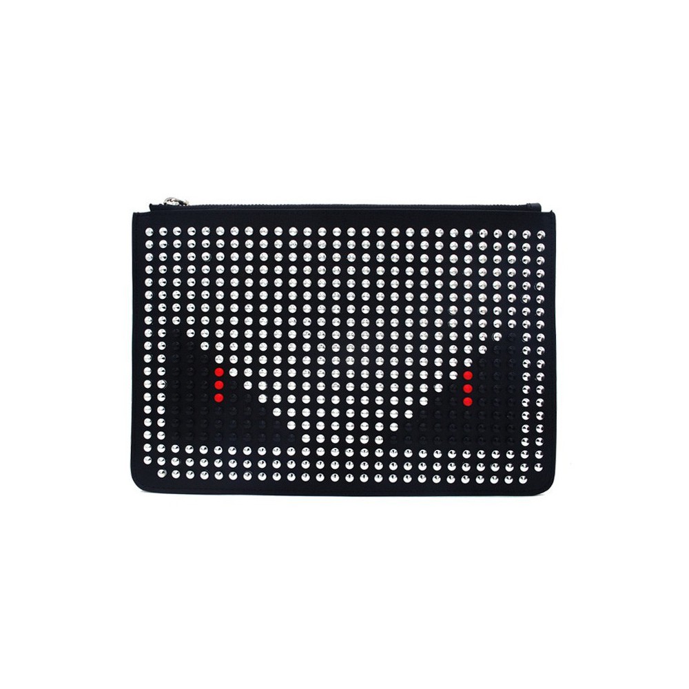 Rosaire « Fantasma » Monster Eyes Clutch Leather Bag Silver Black Red 76217