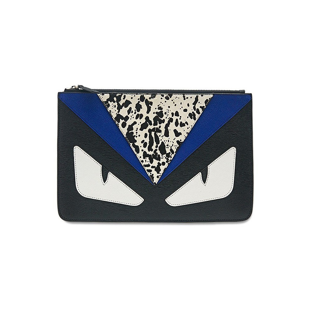 Rosaire « Fantasma » Sac à Main Pochette Yeux de Monstre Noir Bleu Blanc 76218