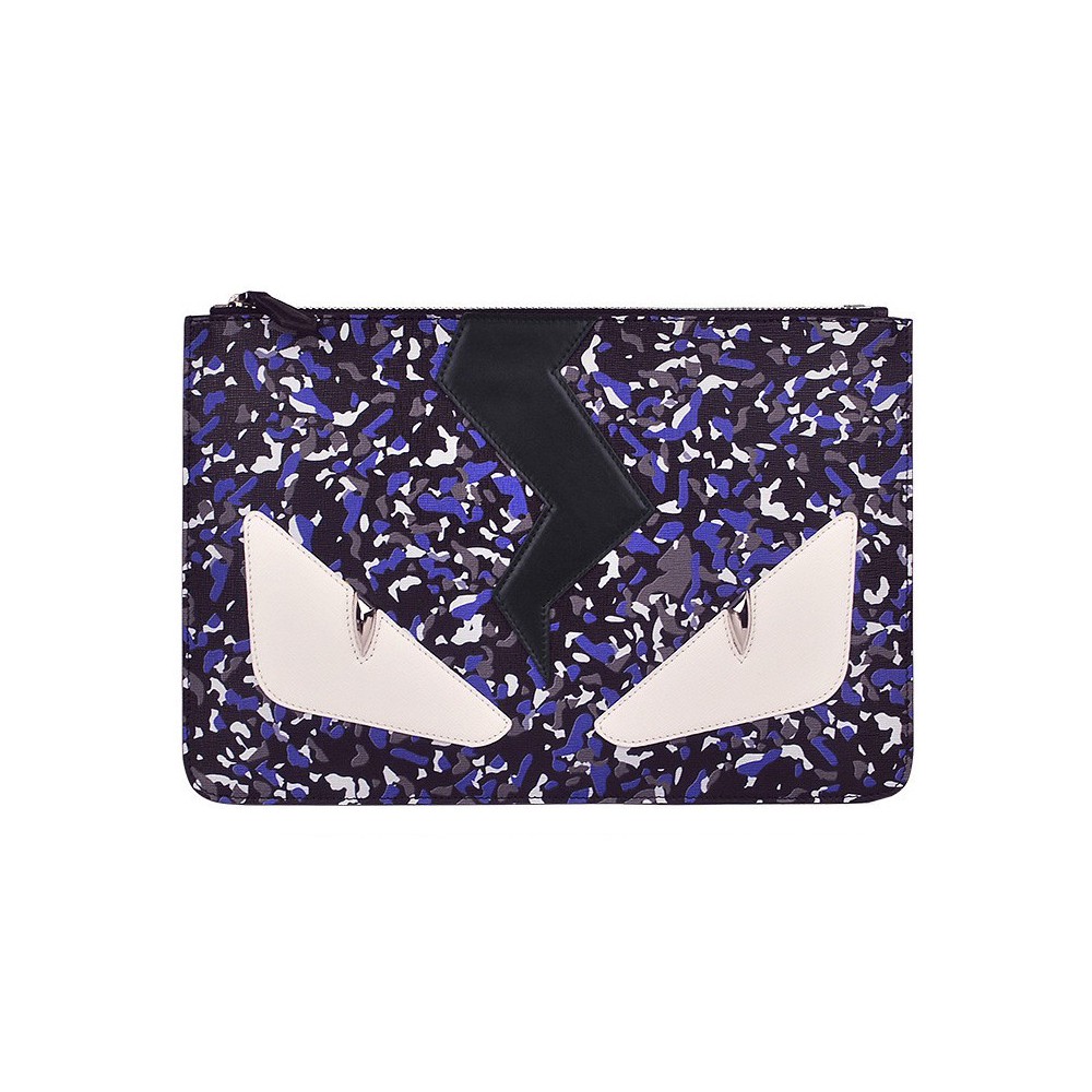 Rosaire « Fantasma » Sac à Main Pochette Tonnerre Yeux de Monstre Noir, Blanc, Violet et Gris 76220