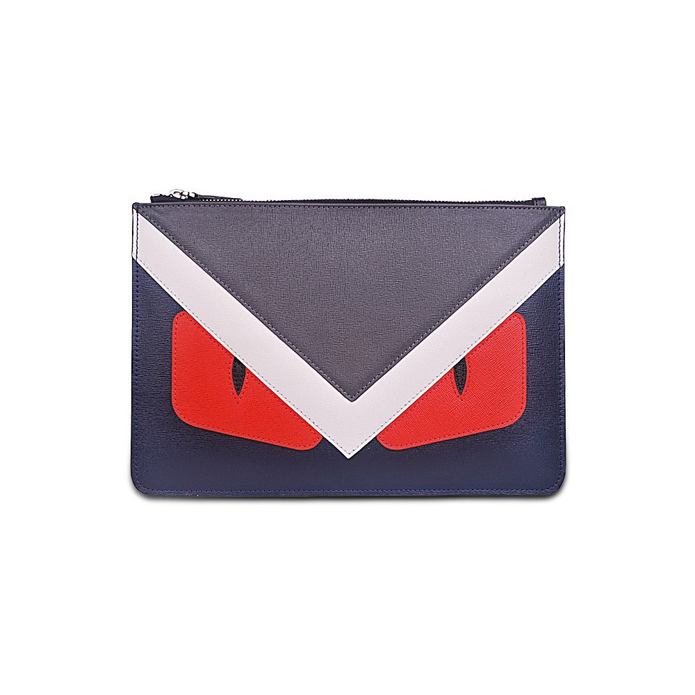 Rosaire « Fantasma » Monster Eyes Clutch Leather Bag Gray Purple Red 76218