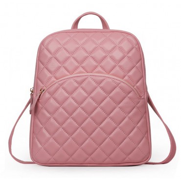 Rosaire « Bourgogne » Quilted Lambskin Leather Backpack Bag in Pink Color 76148