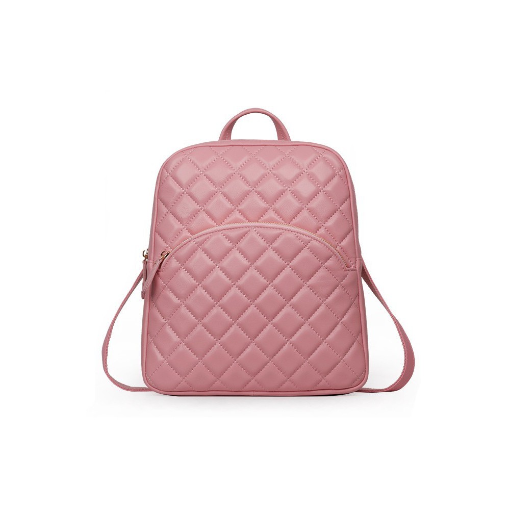 Rosaire « Bourgogne » Quilted Lambskin Leather Backpack Bag in Pink Color 76148
