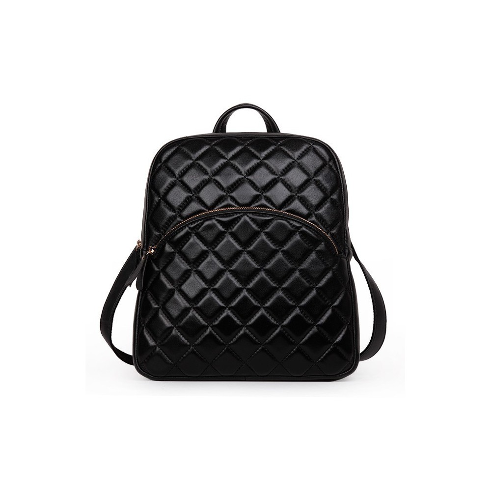 Rosaire « Bourgogne » Quilted Lambskin Leather Backpack Bag in Black Color 76148