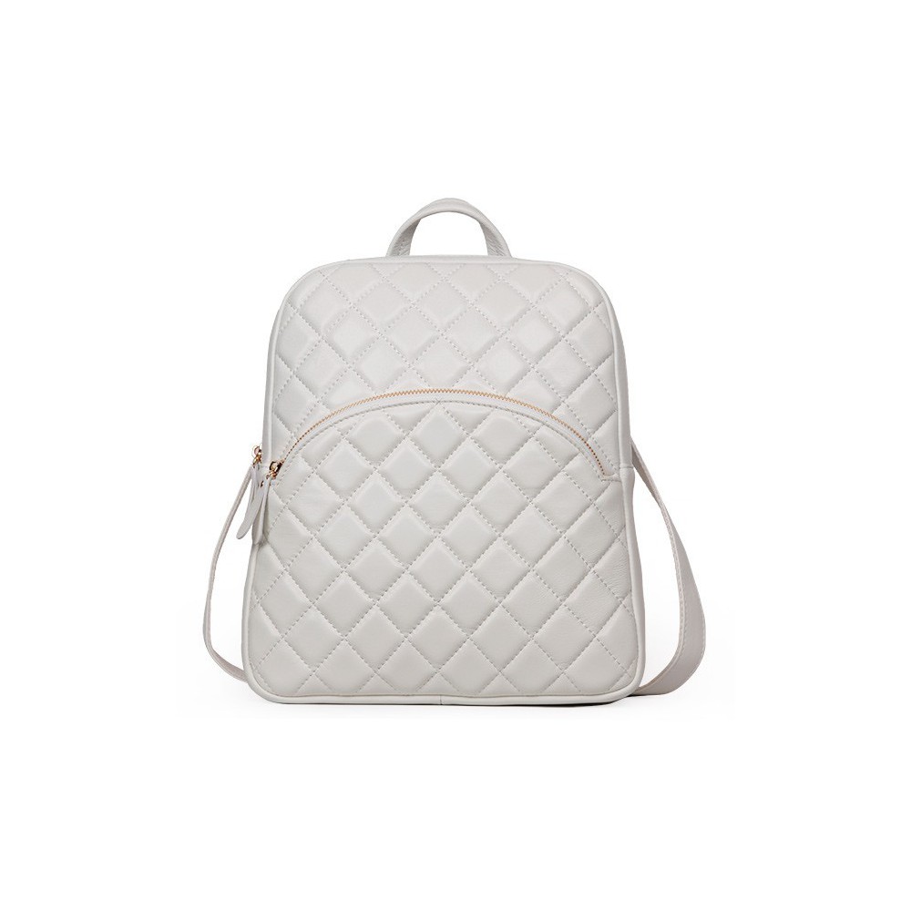 Rosaire « Bourgogne » Quilted Lambskin Leather Backpack Bag in White Color 76148 Rosaire « Bourgogne » Quilted Lambskin Leather Backpack Bag in White Color 76148