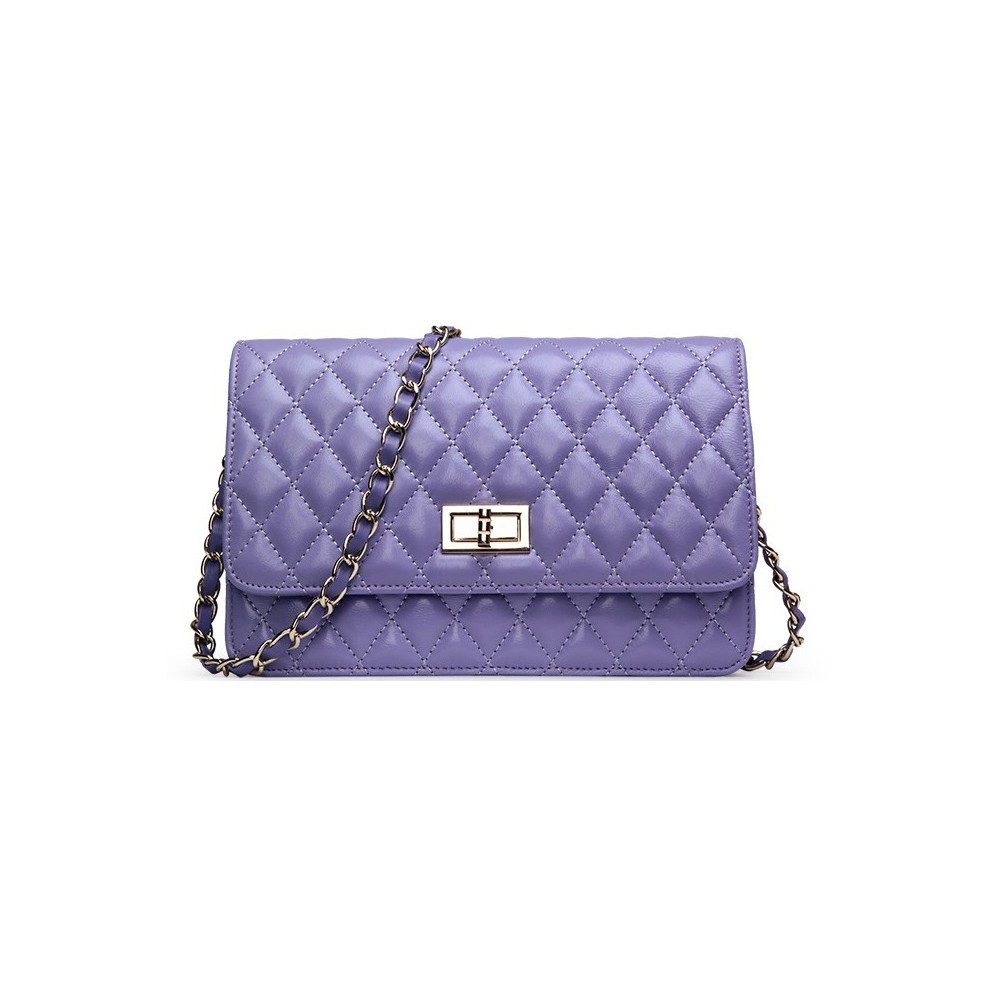 Rosaire « Rebecca » Quilted Lambskin Leather Shoulder Flap Bag in Purple Color 75130