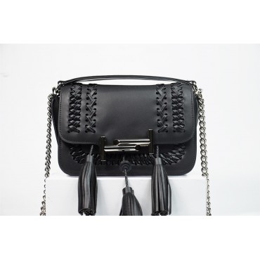 Eldora Genuine Leather Shoulder Bag Black 76223